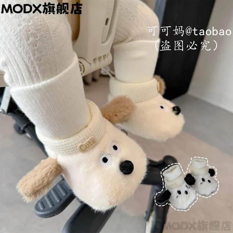 MODX冬季新款婴儿鞋卡通软底0-1岁男女宝宝保暖鞋袜6-12月加厚