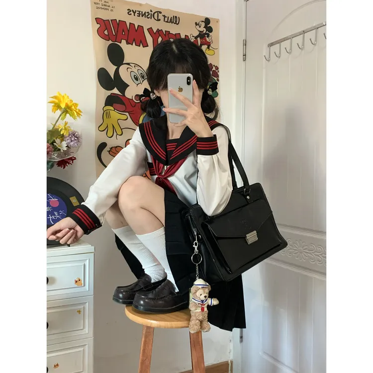 落川【火龙果】正版原创水手服jk制服套装长袖学生校服校供感百搭