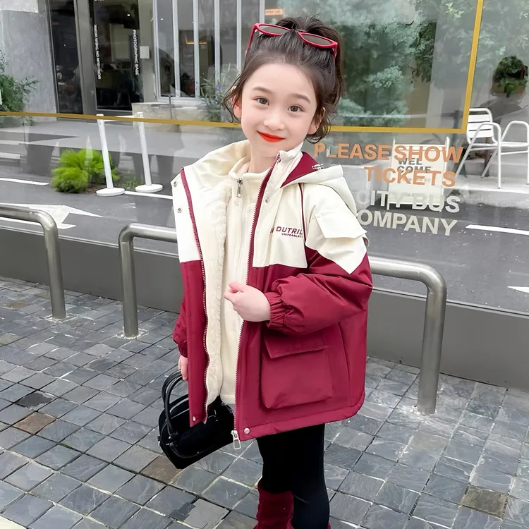 女童冬季加绒加棉棉服外套2025新款儿童洋气棉衣中大童女孩上衣