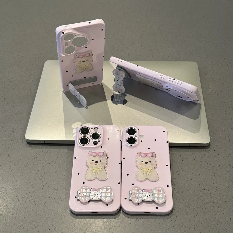 欧克里里波点蝴蝶结西高地支架适用苹果16手机壳华为vivo小米oppo