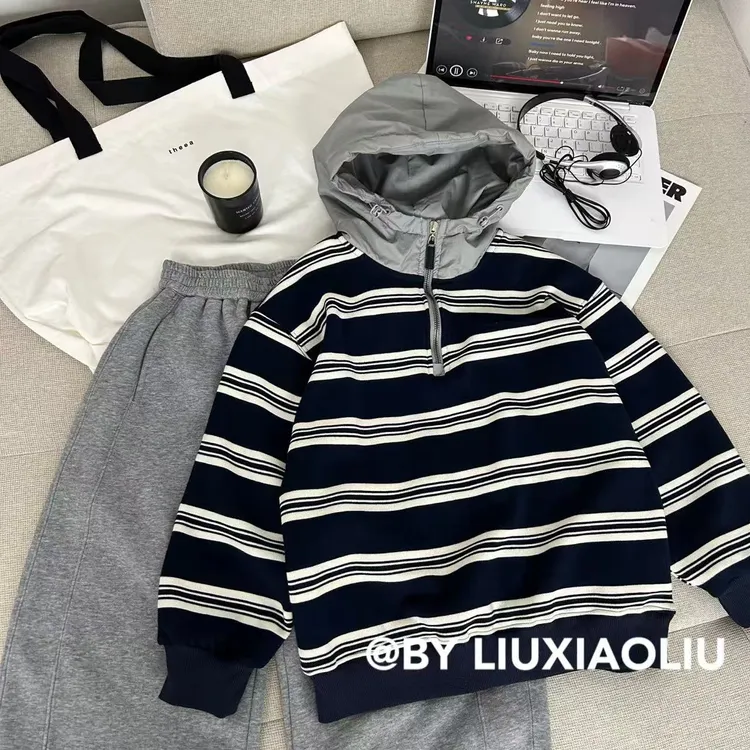 杭州六小六正版BY LIUXIAOLIU秋冬季儿童加绒连帽卫衣17764