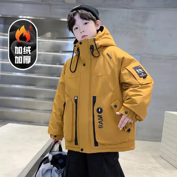 儿童装男童冬装夹棉棉服2025新款中大童棉袄冬季男孩加厚棉衣外套