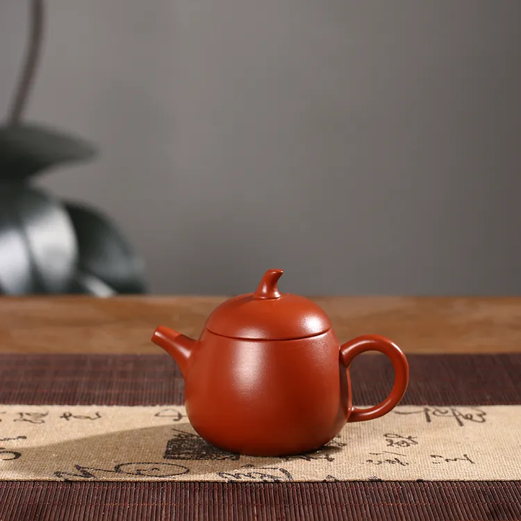 潮州原矿朱泥手拉壶茄瓜壶小容量小品工夫茶壶家用冲茶壶工夫茶器