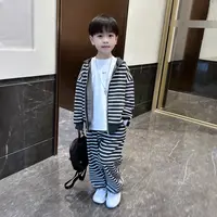 男童春秋休闲风条纹套装2025新款中大童韩版外套裤子两件套童装潮
