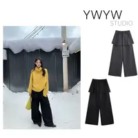 【YWYW25F/W】秋冬百搭纯色一体臀帘阔腿直筒休闲西装裤5778
