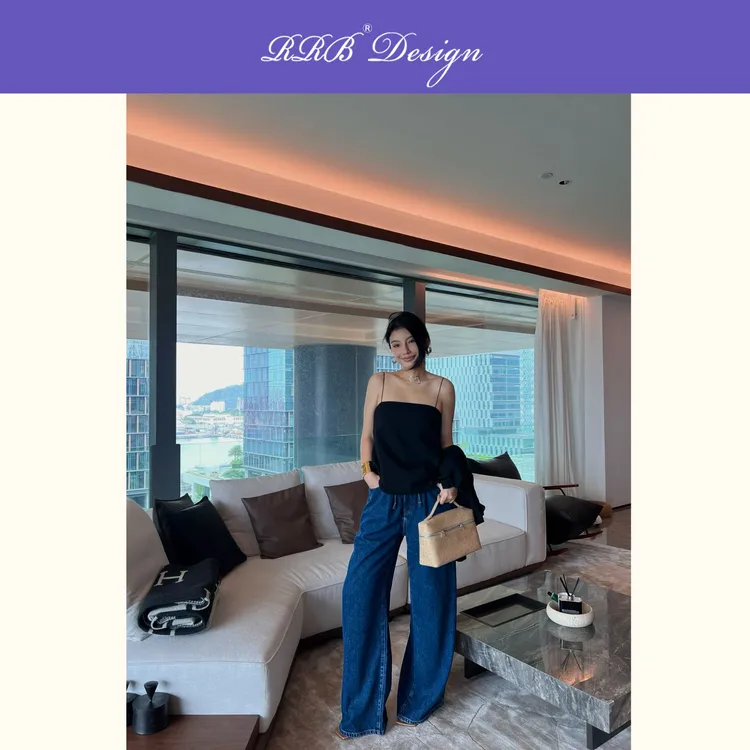 RRB Design「空气神裤」宽松显瘦设计感抽绳牛仔裤时尚百搭直筒裤