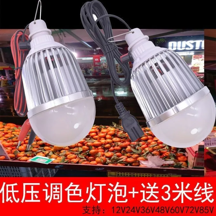 水果灯可调色低压12v48V60V电瓶车变色水果摊位照明灯泡线灯