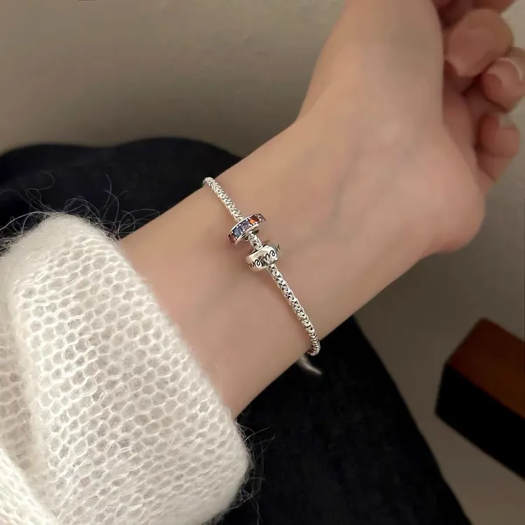 S925纯银彩虹转运路路通手链女轻奢小众设计感简约时尚百搭手饰