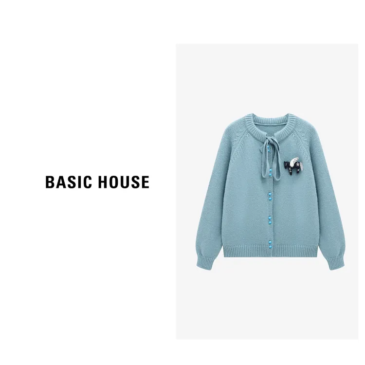 Basic House/百家好圆领设计领口系带元素设计感毛衣-B0625B5NZO2