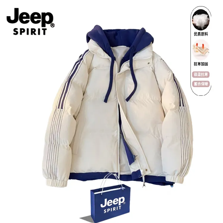 冬季连帽棉衣男女款青少年学生面包服假两件加棉加厚保暖时尚外套