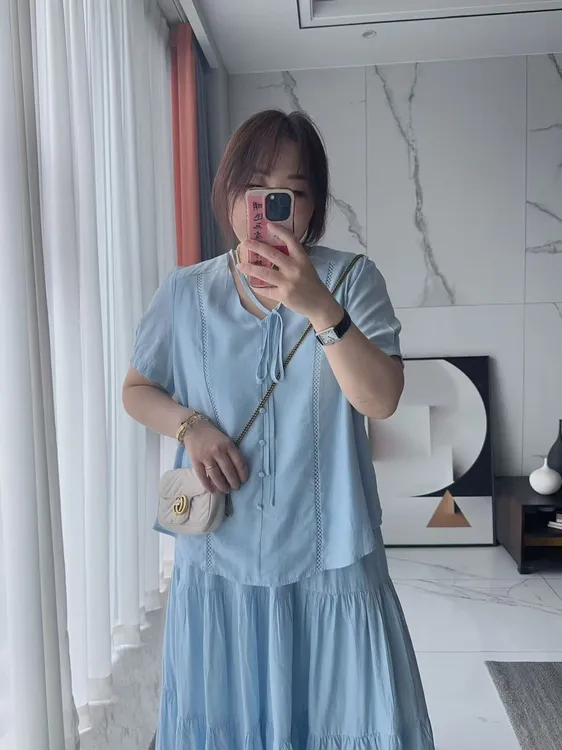 蓉妹大码女装连衣裙2025夏季温柔风泡泡袖气质减龄显瘦两件套装女