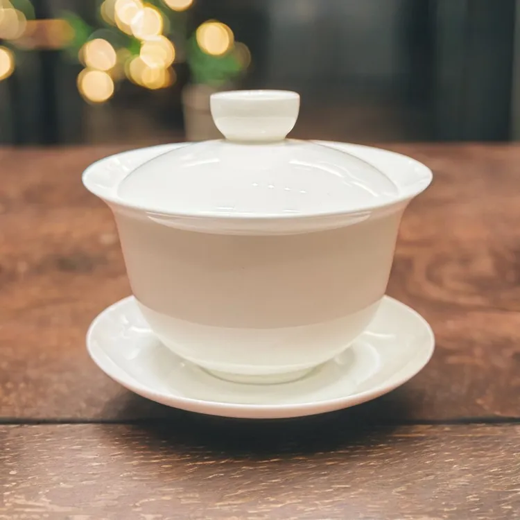 潮州超薄胎【满水130ml盖下110ml高骨瓷盖碗】标准三才茶碗超轻薄碗