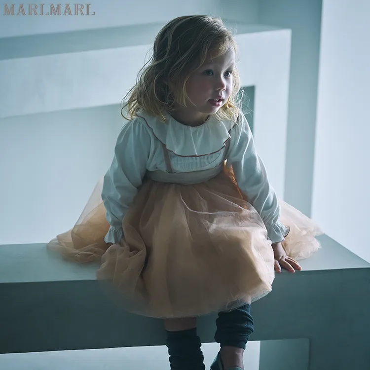MARLMARL婴儿哈衣爬服儿童包屁衣宝宝白色波浪连体服bodysuits