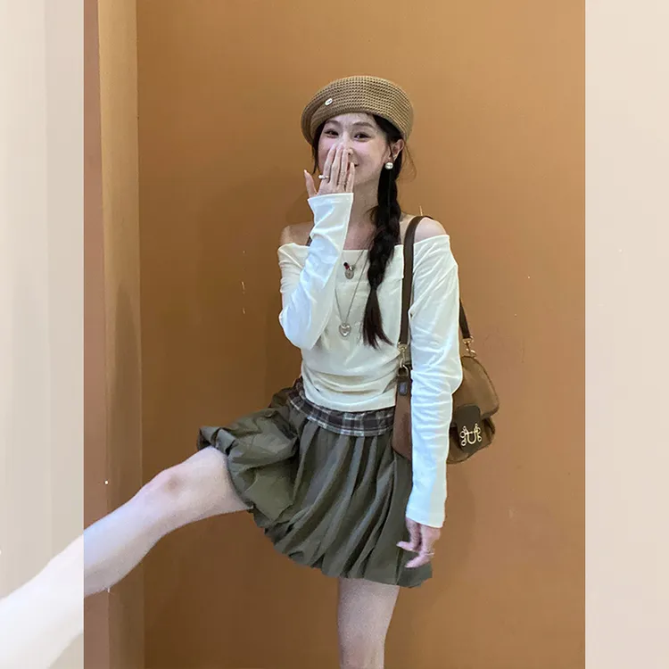 秋季2025年新款时尚休闲高级感洋气时尚白色上衣短裙两件套装女装