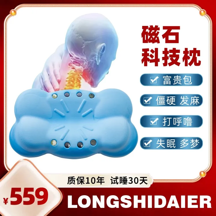 船王小蓝云朵成人颈椎枕软回弹记忆棉磁石枕头家用一只装
