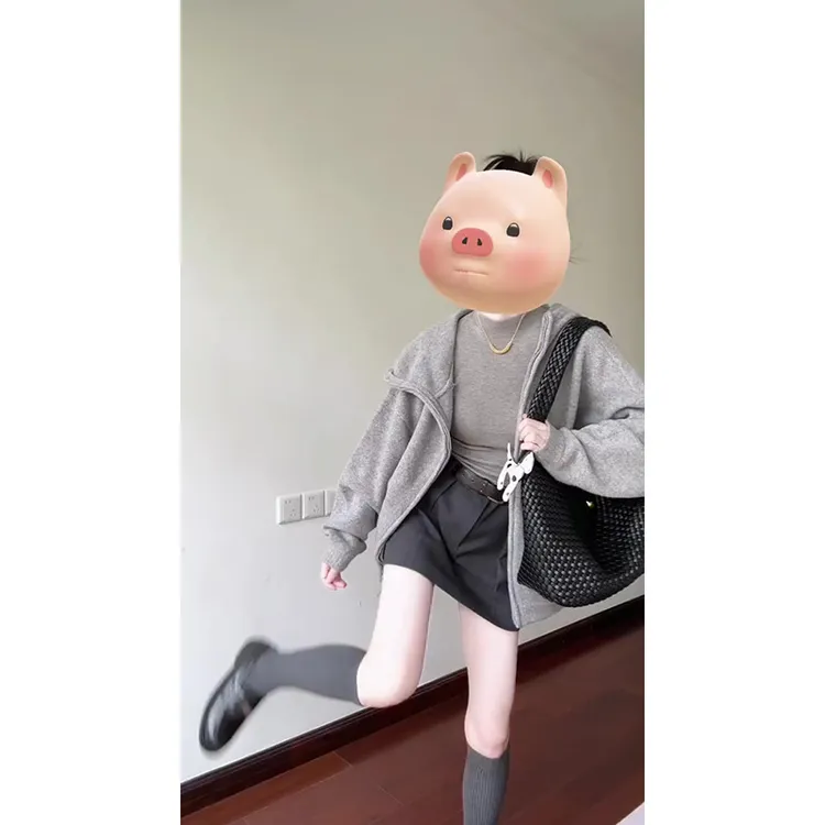 高级感春秋韩系灰色毛衣外套女秋冬季2025新款针织开衫+裙子套装