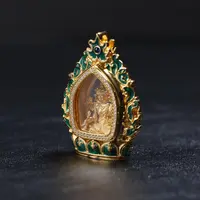 925银银制品 925银银制品绿度母•手工挂坠嘎乌盒金色