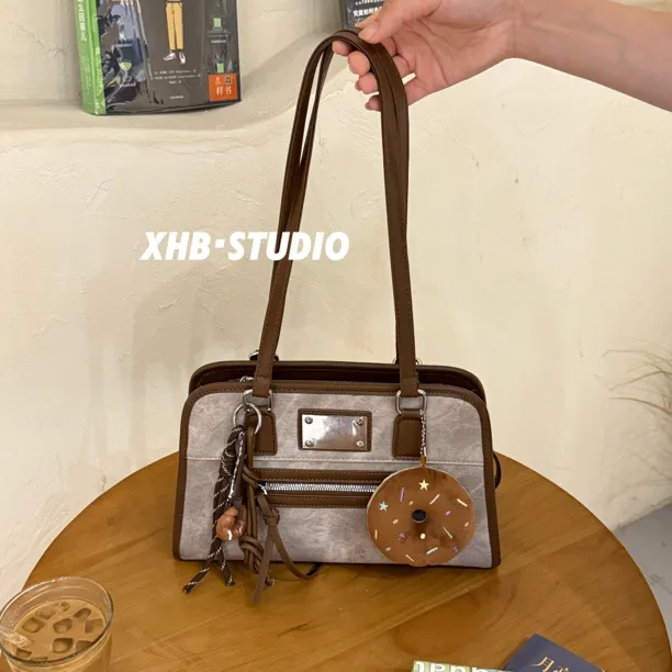 一包多背大容量双肩包包女2025新款时尚韩版腋下包百搭拼色单肩包