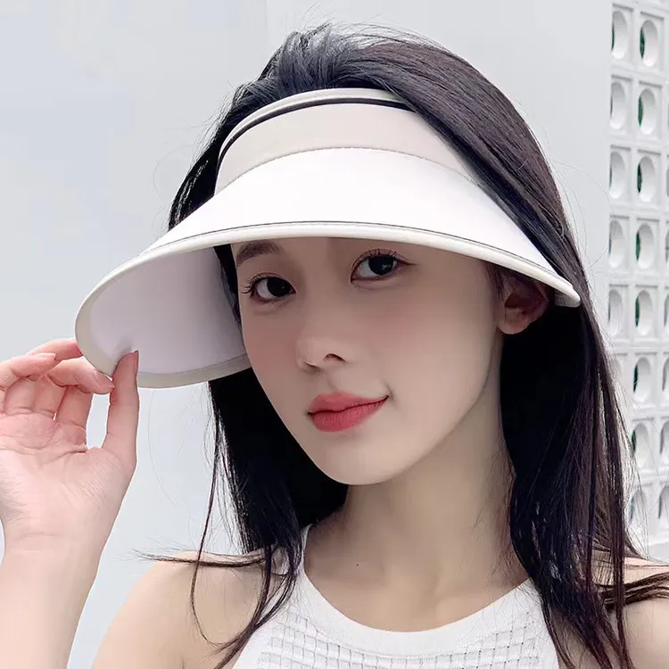 新款UPF50+夏季大帽檐防晒帽女uv防紫外线空顶遮阳帽子骑车太阳帽