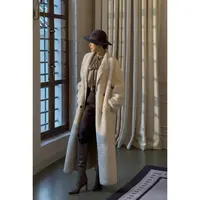 【巴黎夜末央】西班牙进口皮毛一体超软不臃肿小羊羔毛超长大衣