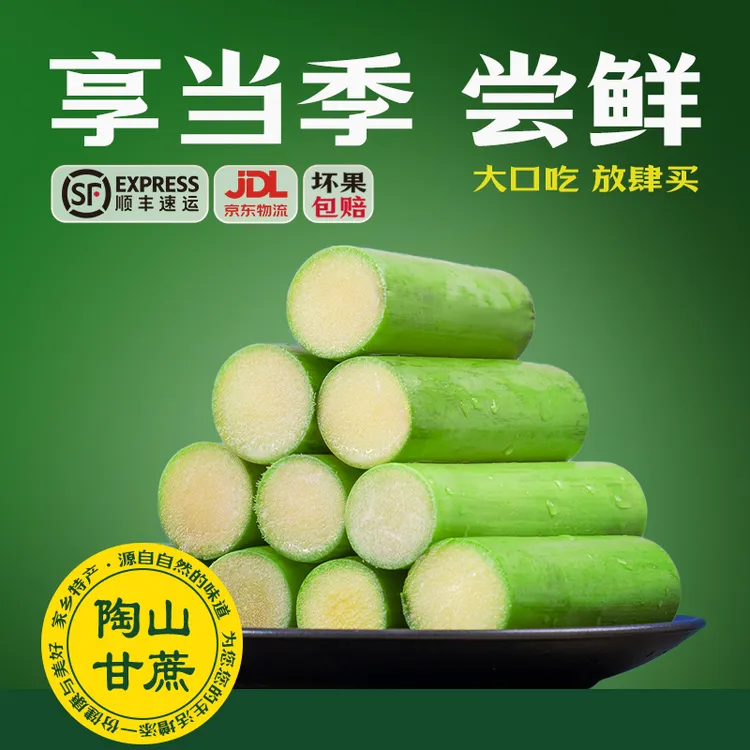 陶山甘蔗果肉装 新鲜陶山青皮绿皮一果结孕妇水果手撕清甜3-5斤装