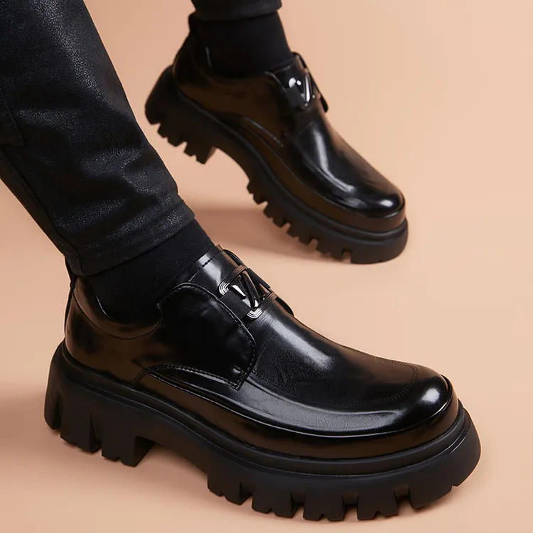 正装皮鞋男2025新款一脚蹬德比鞋潮流百搭英伦风休闲真皮结婚男鞋