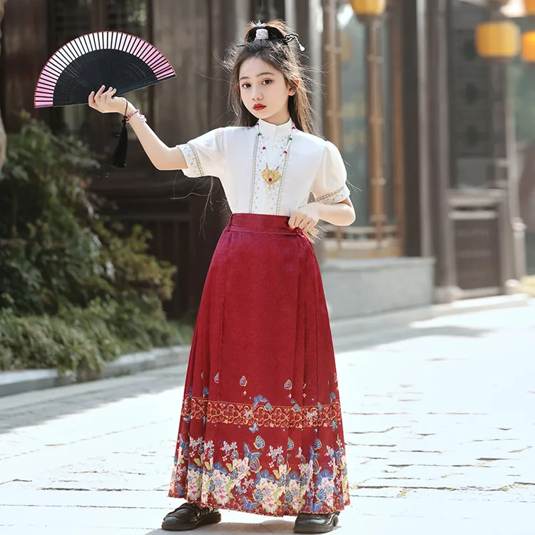 万达撤柜夏季新品裙女童夏装汉服2025新款中国风夏季套装小女