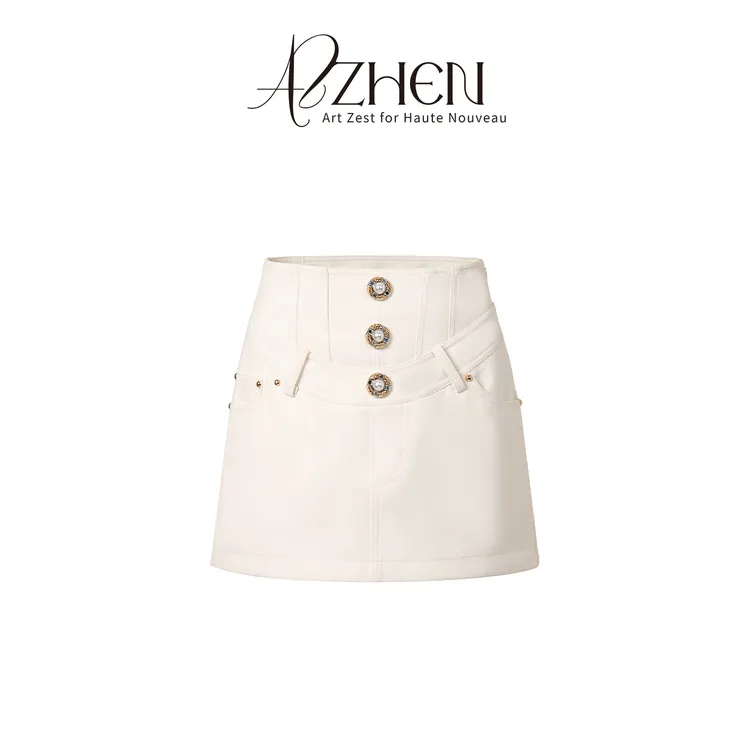 AZZHEN【巴黎记事】复古金属扣包臀半裙AZ5ESQ11