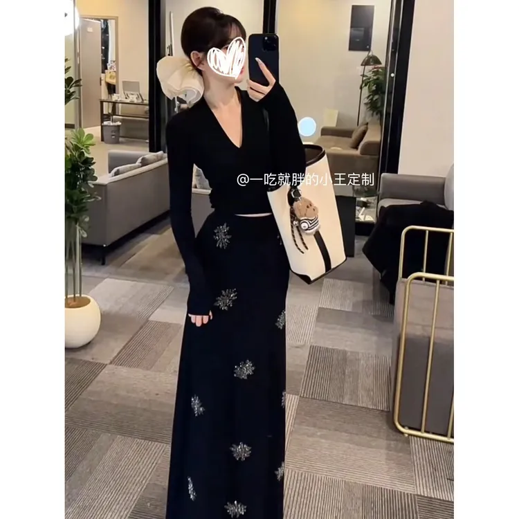辣妹风法式时尚套装修身长裙女装轻奢慵懒风休闲风