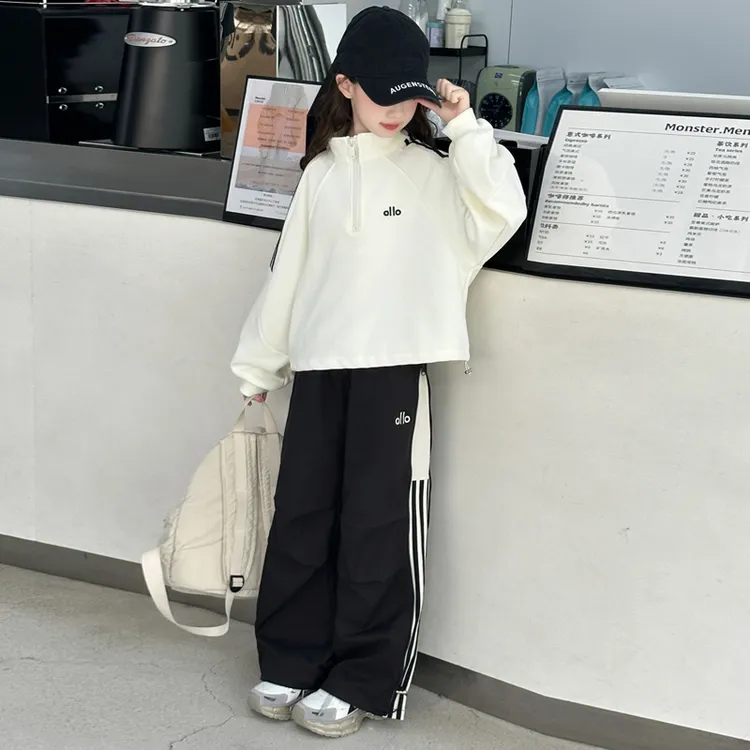 秋季宽松女童套装6-12岁潮款儿童工装裤休闲两件套时尚春秋中大童