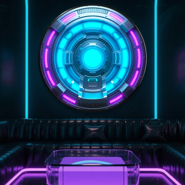 KTV酒吧led动态幻彩科技感发光装饰画电竞馆游戏室齿轮氛围感挂画