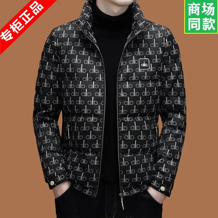 意大利高端男士羽绒服拉链立领冬季新款中青年时尚休闲羽绒夹克厚