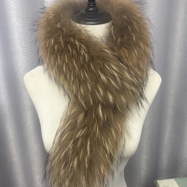 福利特价款真毛貉子毛原色百搭围脖围巾款长约75cm时尚潮流女士