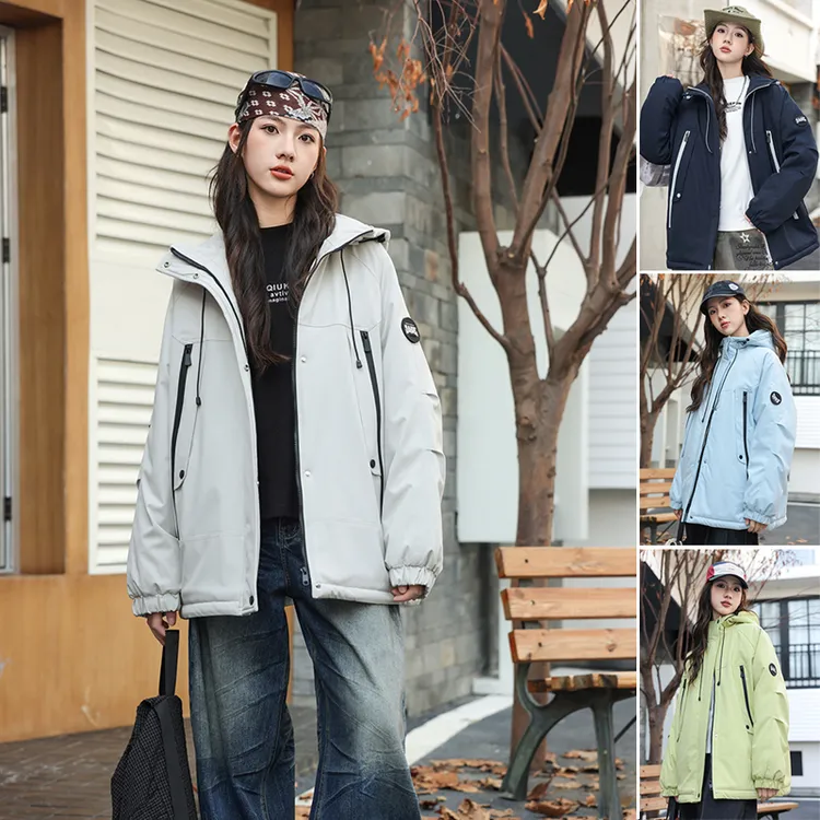 骄骄虎2025冬季新款女大童时尚青少年冲锋衣夹棉外套7466