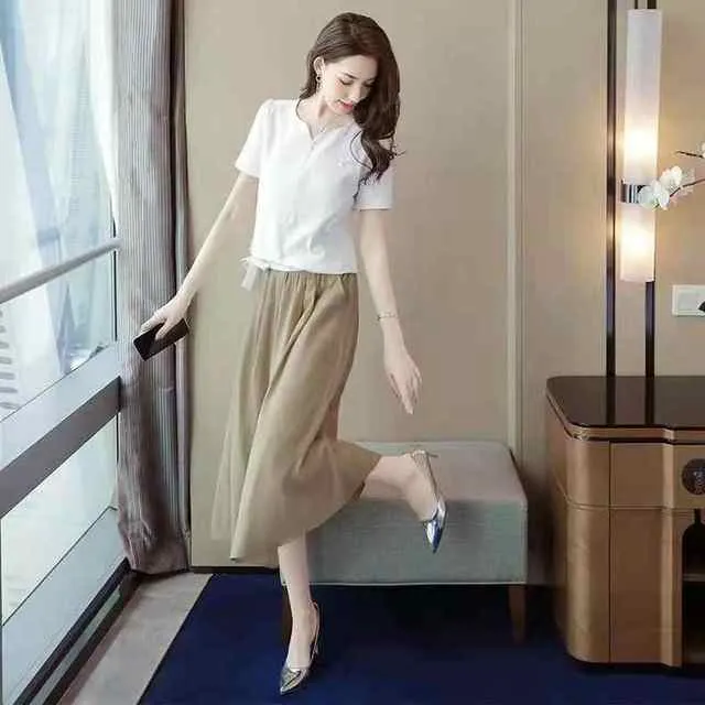 棉麻套套装夏款2025文艺范女士半身裙女装时尚减龄休闲两件套短袖