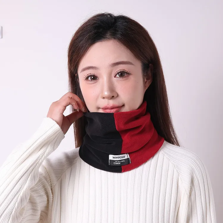 撞色休闲风保暖拼色围巾加厚防风围脖韩版骑行套头巾男女防寒脖套