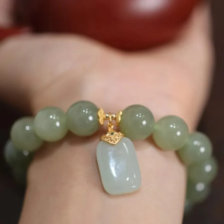 仿水晶手链  古风清润方牌手链小众设计民族风百搭妈妈饰品