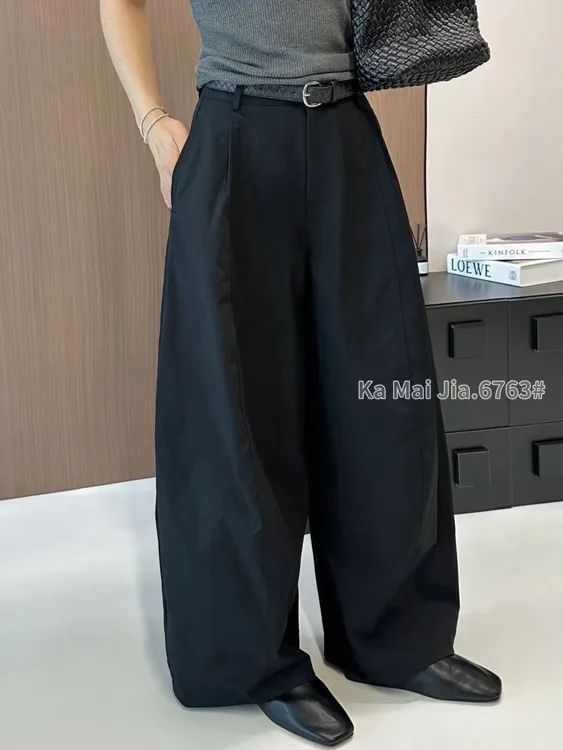 秋季美式复古港风宽松百搭显瘦直筒山本休闲阔腿裤