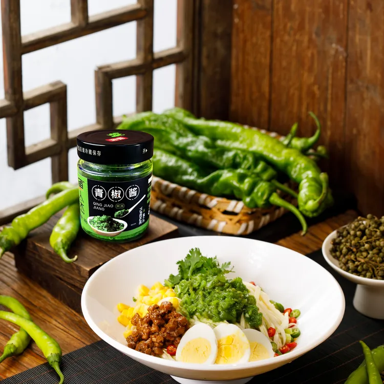 渔人杰鲜椒酱拌饭拌面火锅水饺蘸料鲜青椒酱微辣辣椒酱网红