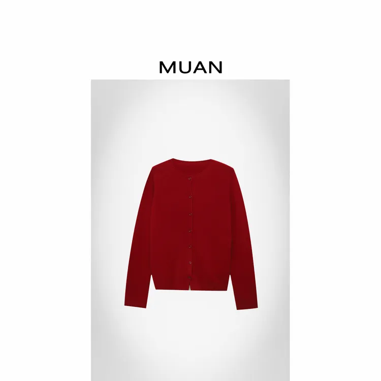 木岸MUAN：《江右上开衫》定制195克复古针织开衫上衣百搭ST2-8318