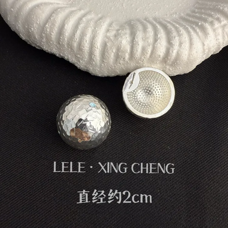 铜合金耳饰 法式碎冰冰半球耳饰