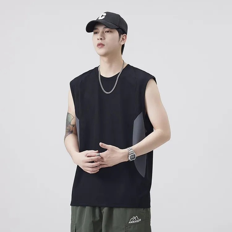 美式坎肩背心男款夏季薄款透气速干运动无袖T恤