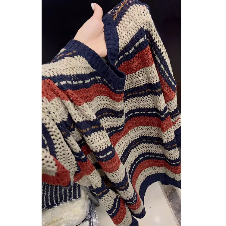 今年流行穿搭2025早秋新款温柔风镂空毛针织衫休闲欧若风长袖上衣