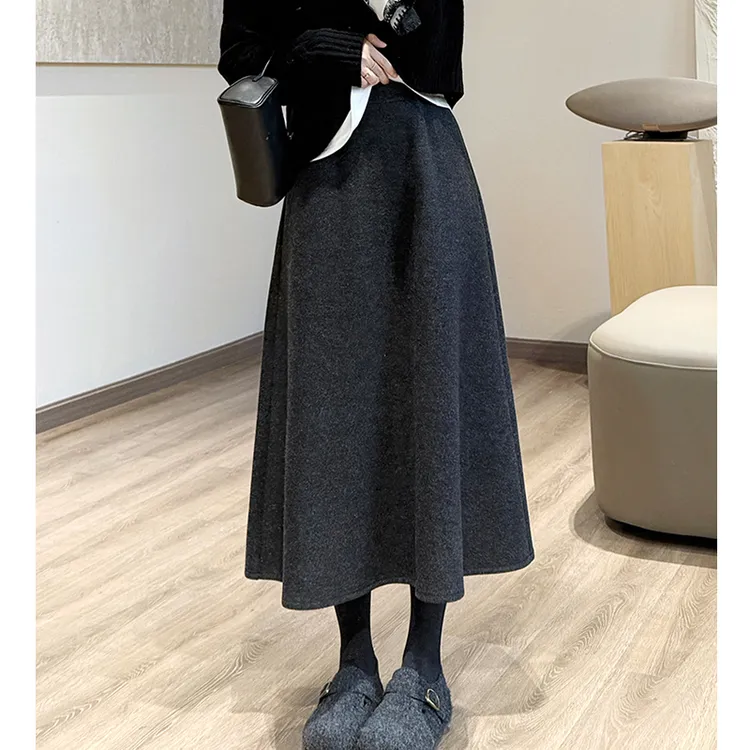 微胖mm遮肉显瘦a字伞裙女冬季新款高腰垂感休闲百搭中长款半身裙