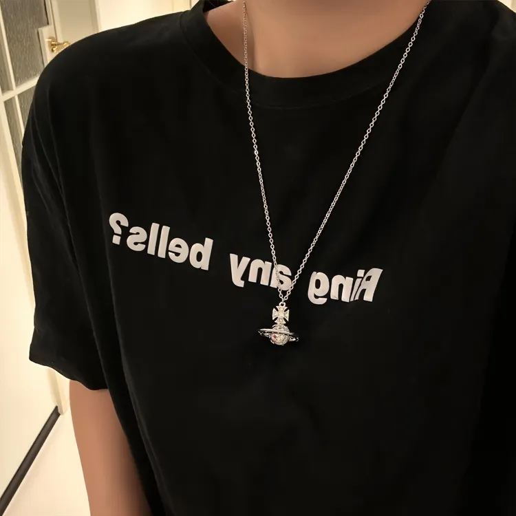 oushipei/欧诗佩 铜合金项链 精致立体金属镶钻土星十字架项链女