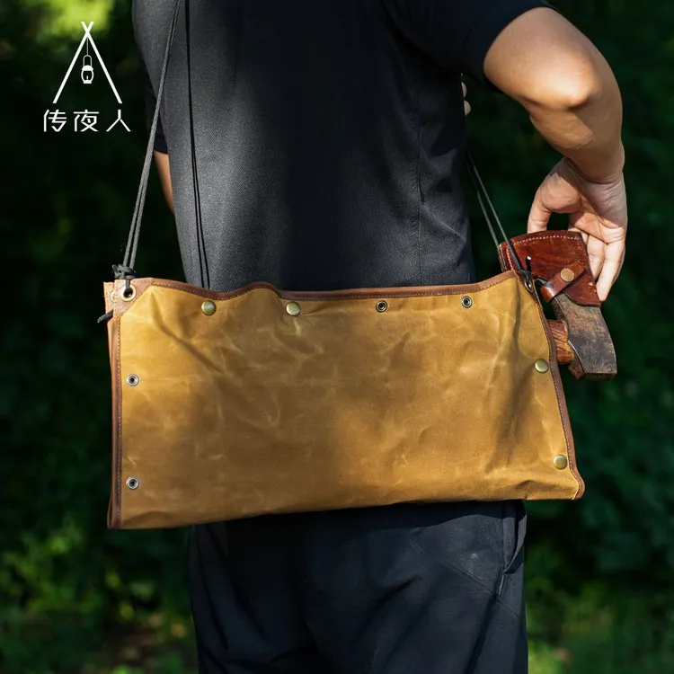 野人Bushcraft户外野营油蜡帆布多功能采集袋防护坐垫置物收纳盘