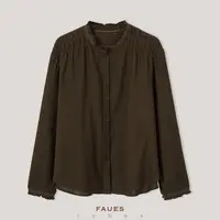 FAUES 摩尔多瓦圆舞曲柔软缩绒羊毛温柔复古手工撞线花边捏褶衬衫