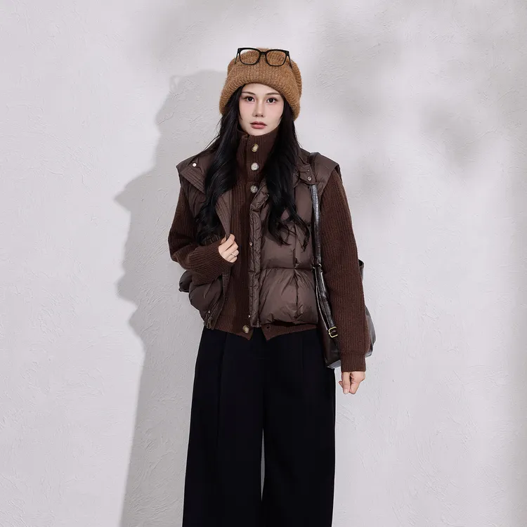 【理想冬日】蛋妹大码女装微胖m冬季保暖短款羽绒马甲马夹DM23400