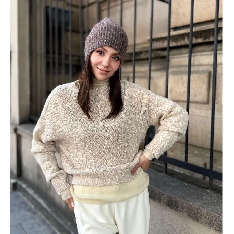 MUBINE 新款时尚百搭修i西安宽松圆领针织毛衣 25275