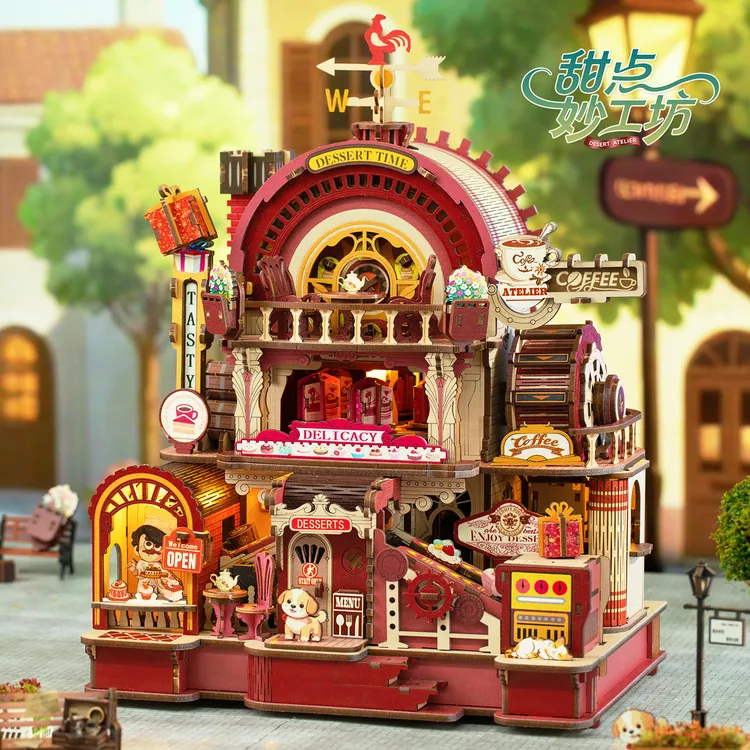 圣诞节礼物机械传动立体拼图木质拼装模型diy手工小屋积木玩具女